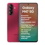 Samsung Galaxy M47 5G (Rogue Red, 8GB RAM, 128GB Storage)| Powerful Snapdragon Processor| Fast LPDDR5x RAM,UFS 3.1 Storage| Gorilla Glass Victus+| IP64| Super AMOLED Display| 50MP OIS| AI| Gemini Live