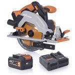 Evolution Power Tools R165CCS-Li Circular Saw Cordless 18v Lithium Ion EXT Includes 165mm Multi-Material Blade, Cuts Wood, Metal, Plastic, Bevel Tilt for Angled Cuts - Battery & Charger Included