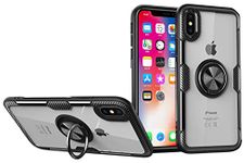 SORAKA Clear Case for iPhone X/iPhone Xs with Ring Holder,Slim Fit Case Transparent Hard PC Cover iPhone X Case with Metal Plate for Magnetic Car Phone Holder