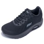AOV Wide Toe Box Shoes Women Arch Support Walking Shoes for Plantar Fasciitis Orthotic Tennis Sneakers Black Size 8