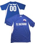 Custom EL Salvador Soccer Ball 1 Jersey Youth Medium In Royal Blue and White