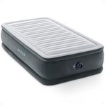INTEX 67765ED Dura-Beam Deluxe Comfort Plush Air Mattress: Twin Size – Built-in Electric Pump – 13in Bed Height – 300lb Weight Capacity - Gray
