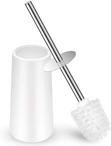 IXO Toilet Brush and Holder, Toilet Brush with 304 Stainless Steel Long Handle, Toilet Bowl Brush for Bathroom Toilet-Ergonomic, Elegant,Durable(White)