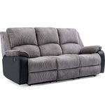 More4Homes POSTANA HIGH BACK JUMBO CORD FABRIC RECLINER 3 + 2 + 1 SOFA ARMCHAIR SET SUITE (Grey, 3 Seater)