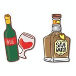 Bhai Please Wine and Whisky Wooden Fridge Magnet (Pack of 2 pcs, one pc Each Design) Kitchen,Bar,Food and Drinks Decorations and Gifts