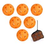 Dinkhiiro Indoor-Pickleball-Balls 6 Pack with Bag, USAPA Standard Pickle-ball Set of 6 for Indoor Play, Orange | Accessories for Pickle-ball Game Set, Equipment | Pickleball Gifts for Men Women