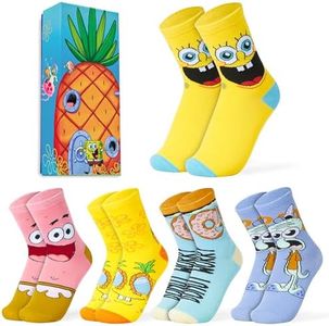 SpongeBob Calzini Ragazzo, Morbido e Traspirante Calze Bambino - Confezione da 5 (Multiplo, 35-39 EU)