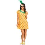 Fun World Women's Pineapple Flirty Fruit Adult Costume, yellow, M/L Size 10-14