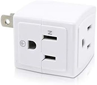SYCON Adapter Outlet Extender, 2-Prong to 3-Prong Mini Wall Plug, Multi Outlet Splitter with 3 Outlets