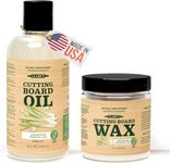 CLARK'S Bamboo Board Oil and Wax Set - Enriched with Lemongrass Extract - Cutting Board Countertop - Bamboo Wax - Wooden Cutting Board Oil (12oz) - Food Safe Beeswax (6oz) - Counter Cutting Board