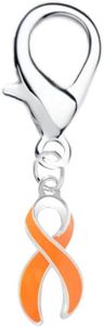 10 Pack Large Orange Ribbon Hanging Charm for Kidney and Leukemia Disease – Perfect for Bracelets, Purses, Zipper Pull, Dog & Cat’s Collar, Support Groups, Fundraisers and More!