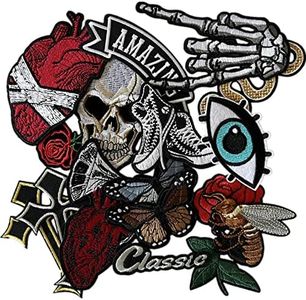 Dark Aesthetic Iron On Patches, Decor Patches for Backpacks, Embroidered Applique Stuff for Clothing, Jackets, Jeans, Hats, Punk Band Patches (Dark 15 Pcs)