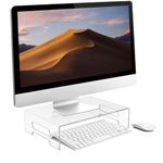 Parikshit Sublimation Acrylic Computer Monitor Riser Stand Holder organizor for Table Clear Desktop Laptop pc Printer tv Stand Holder (16 X 8 X 3 INCH - Style 2)