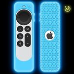 Case for Apple TV 4K 2021 Remote Control,Cover for Siri Remote 2nd Generation/Apple TV 6 Generation Replacement Silicone New Sleeve Skin Holder Protective Grip Protector-Glow Blue