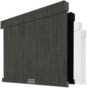 Boolegon Cordless Blackout Roller Shades for Windows, Free-Stop Linen Shades with Valance, Thermal Insulated Fabric, UV Protection Roller Blinds for Home, Office (Grey, 46" W x 72" H)