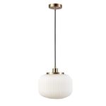 Novogratz x Globe Electric 65842 Lily 1-Light Pendant Lighting, Matte Brass, Frosted Ribbed Glass Shade