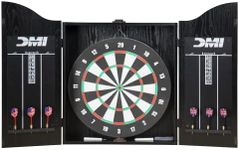 DMI Sports Recreational Dartboard Cabinet Set - Includes Dartboard, Two Dart Sets, and Traditional Chalk Scoring