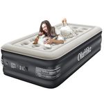 OlarHike Air Bed Single, Inflatable Mattress with Built-in Electic Pump, Blow Up Bed, Self-inflating Folding Guest Airbed with Flocked Surface For Camping or Home Use with Storage, 190x90x46cm(Black)