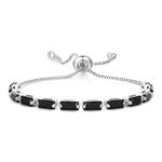 KissYan Tennis Bracelet for Women, 14K Gold Plated Silver Cubic Zirconia Adjustable Slider Bracelets Classic Trendy Jewelry Gift for Girls(Black)