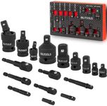 BILITOOLS Socket Adapter Set 17 Piece includes Reducer, Universal Joint Socket Set, Drill Adapter 1/4" 3/8" 1/2"