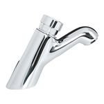 JAQUAR PRESSMATIC TAPS Series Vessel Sink Mount COLD ONLY BASIN TAP AUTO STOP (Chrome) | BUTTON PRESS LEVER, Brass Body Water Tap/Faucet/Cock for Bathroom/Kitchen Wash Basin | PRS-CHR-031