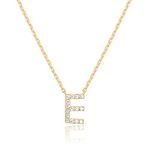 PAVOI 14K Yellow Gold Cubic Zirconia Initial Necklace | Letter Necklaces for Women | E Initial