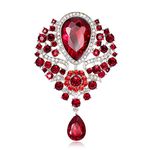 Red Rhinestone Brooch Pins Ladies Birthday Gift Women's Dress Decor Brooches Scarf Shawl Accessory Wife Wedding Anniversary Valentines Day Friend Families Christmas Elegant Lapel Pins (Type 11)