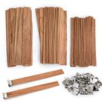 50 Set Wood Candle Wicks 3 Widths, DIY Candle Making Supplies Wooden Wicks w/Iron Stands for Handmade Candles Including 20Set 13x130mm, 20Set 15x150mm, 10Set 19x150mm Natural Wood Wick