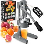Zulay Professional Citrus Juicer - Manual Citrus Press and Orange Squeezer - Metal Lemon Squeezer - Premium Quality Heavy Duty Manual Orange Juicer and Lime Squeezer Press Stand - Gray