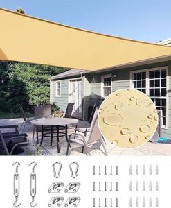 Quictent Waterproof Sun Shade Sail for Patios 185G Polyester Fabric Cloth, 98% UV Block Outdoor Awning Shelter for Commercial, Backyard, Garden, Deck, Hardware Kit Included 12x16 ft, Sand