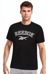 Reebok Men's Black T-Shirt |Casuals | Classic Cotton Stretch Tee | Round Neck | Regular Fit | Half Sleeve | 93% Cotton 7% Lycra