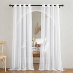 NICETOWN White Sheer Curtains 84 inch Long with Eyelet, Semi Sheers Window Curtains 2 Panels Privacy Light Filtering Voile Grommet Top for Living Room/Hotel Rideaux (2 Pcs, 54 Wide x 84 Long, White)