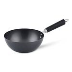 Ken Hom Carbon Steel Mini Wok, 20cm, Excellence, Induction Hobs Suitable/Phenolic Handle, Dishwasher Safe, Includes 1 x Chinese Wok Pan, KH420001