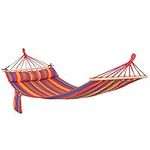 Outsunny Cotton Hammock Soft Portable Swing Sleeping w/Headrest & Side Pocket Deluxe Swing Chair for Beach, Yard, Bedroom, Patio, Porch, Indoor, Outdoor，270 x 80 cm