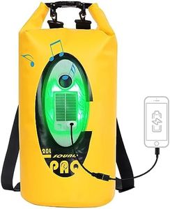 Qoolife Dry Bag Waterproof with Solar Bluetooth Speaker & Light - 20L Roll Top Dry Sack Keeps Gear Dry for Men Women Kayaking, Beach, Rafting, Boating, Hiking, Camping and Fishing (Yellow-BL)