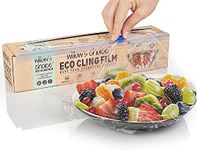 Willow's Choice Eco Cling Film, 100m x 300mm, Made from Natural Sugarcane Plant Extracts, Vegan and Recyclable, Free from BPA and Phthalates, Freezer and Microwave Safe, includes Dispenser and Cutter