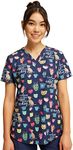 Cherokee Prints Women Scrubs Top V-Neck Print CK662, XL, Coffee and My Dog