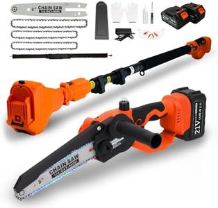 Electric Pole Saws for Tree Trimming 15ft, Cordless Pole Saw Chainsaw with Battery and Charger, 6"&8" Mini Chainsaw for High Tree Branches Pruning & Wood Cutting, Gifts for Men Dad Husband Gadget