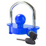 Tevlaphee Trailer Ball Lock Hitch Coupler Towing Lock Adjustable Easy Installation Heavy Duty Steel and Aluminum Alloy Base for Towing Caravan Trailer Security with 2 Keys (Blue)