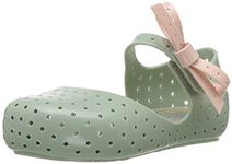 Mini Melissa Girls' Mini Furadinha X Mary Jane Flat, Baby Green, 12 Regular US Little Kid