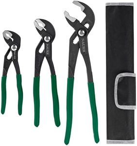 NAUKII 3pcs 8/10/12 inch Groove Joint Pliers Set Comfortable Handle Tongue-and-Groove Pliers for Home Repair Water Pump Pliers with Roll Up Case Adjustable Pliers