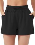 THE GYM PEOPLE Women's Drawstring Sweat Shorts High Waisted Summer Workout Lounge Shorts with Pockets Black