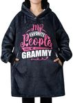 Grammy Gifts for Grandma, for Mother's Day, Wearable Blanket Hoodie, Oversized Hooded Blanket, Cozy, Warm, One Size - Call Me Black, Multicolor, 33'' × 31''