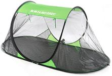 SANSBUG 1-Person Pop-Up Tent: 86", 2.5 lbs, no-assembly design, fully enclosed no-see-um netting, zippered door, tarp floor. Lightweight, compact, perfect for indoor/outdoor use. Quick setup.