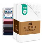 Utopia Bedding Fitted Sheet Double (2 Pack), White - Deep Pocket 14 inch (35 cm) - Oeko Tex Certified - Easy Care - Soft Brushed Microfibre Fabric - Shrinkage and Fade Resistant - Bottom Sheet
