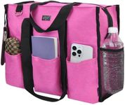 NGIL Utility Canvas Multi Pocket Tote Bag with Coin Purse, Work Bags for Women with Multiple Pockets Exterior & Interior (Pink, Large)