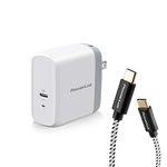 USB C Wall Charger, PowerLot HP 65W USB C Charger with 6ft USB-C to C Cable, PD 3.0 GaN Fast Charger for iPad Pro, iPhone 14 Pro Max, Laptop Charger 61W USB C Power Adapter for MacBook Pro/Air 13-inch