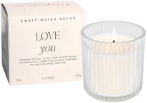 Sweet Water Decor Love You Ribbed Scented Candles - Soy Wax Candles with Lemon, Rosemary and Leafy Green for Home - Decorative Candle with 60 Hours Burn Time - 12Oz Ribbed Jar Wax Candles with Box