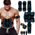 Abs Trainer, Muscle Stimulator, Portable Muscle Stimulator, for Abdomen, Arm, Leg Fitness Training, Abdominal Muscle Trainer, EMS Training Device, Abdominal Trainer with 6 Modes & 9 Intensities