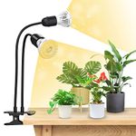 SANSI 300W LED Grow Lights for Indoor Plants with Lifetime Free E27 Grow Bulb Replacement, Full Spectrum Doule Gooseneck Clip Plant Grow Lamp with Optical Lens for Seedlings Plant Growing - Black